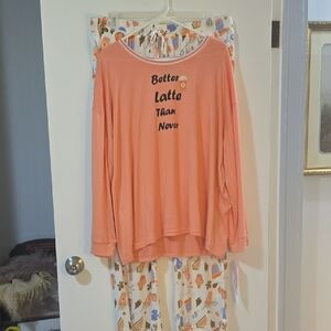 Muk Luks Peach Graphic Lounge Set